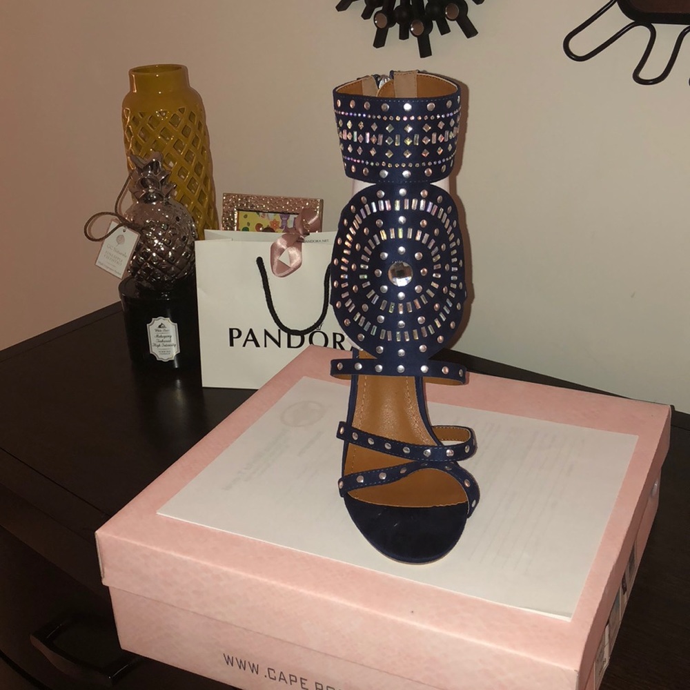 4” Navy Studded Sandal
